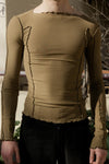 BASERANGE Long Sleeve T-Shirt TTML Collection Ribbed Cotton Portugal BAS-TTML-RB-AU24-FCZ Emerald Brown